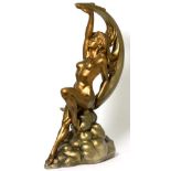 A reproduction bronzed spelter sculpture of a nude female