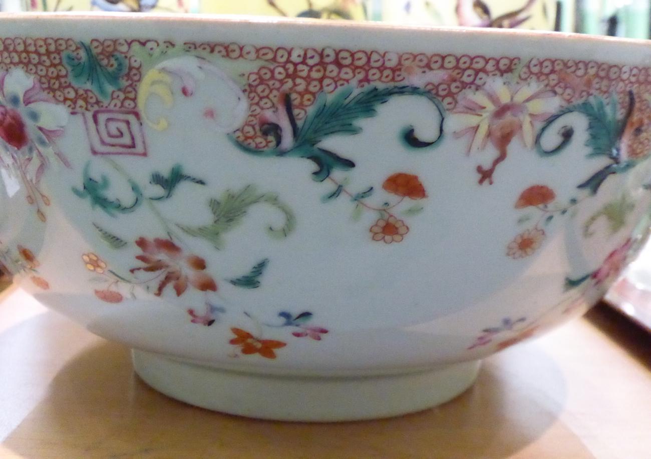 A Chinese punch bowl, tea pot, vases (a.f.) etc Punch bowl is 31cm wide with old staple repair and - Bild 4 aus 12