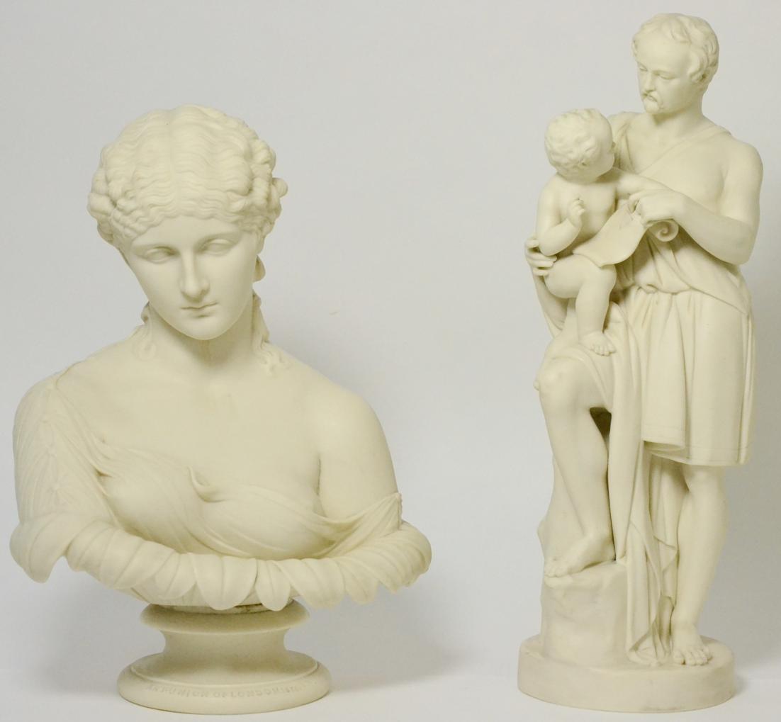 A Copeland Parian bust of Clytie, dated 1855, impressed ART UNION OF LONDON 1855 and C. DELPECH