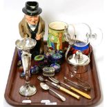 A group of miscellaneous including silver vase, Royal Doulton Winston Churchill character jug,