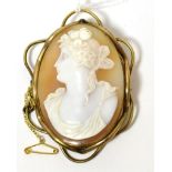 A Victorian cameo brooch in yellow metal mount