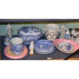 Two Scheidig porcelain groups; together with other assorted ceramics including Spode; Copeland and