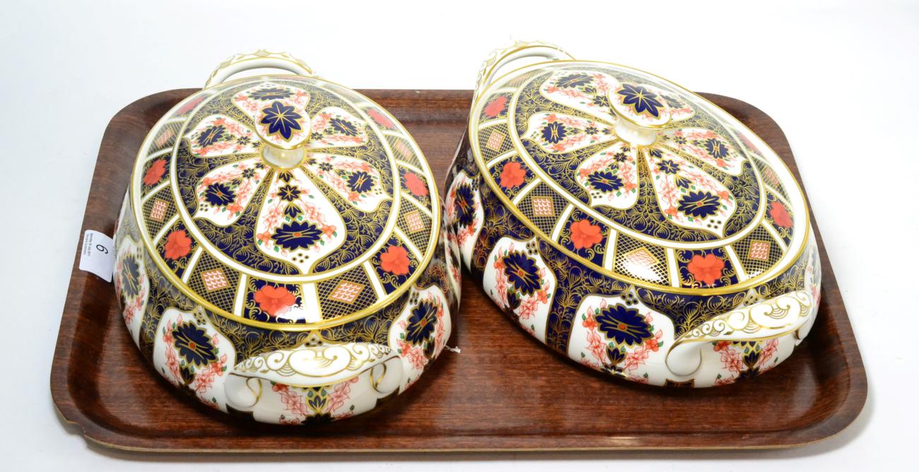 A pair of Royal Crown Derby Imari tureens Overall good condition