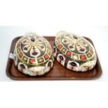 A pair of Royal Crown Derby Imari tureens Overall good condition
