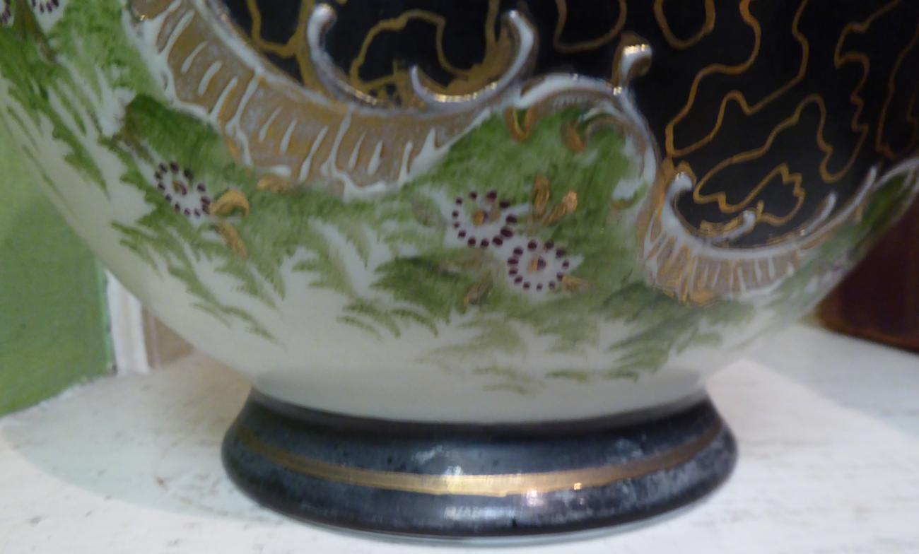 A set of three Victorian painted glass vases decorated with vignettes of courting couples - Image 8 of 8
