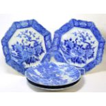 Two pairs of Japanese porcelain blue and white chargers