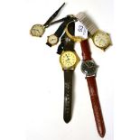 Two lady's 9ct gold wristwatches and four other wristwatches