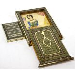 An Indo-Portuguese Sadeli work frame containing a European subject watercolour portrait, and a