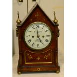 A rosewood striking table clock, white dial, later signed, R.J. Warren, London, later twin fusee