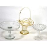 A 19th century glass tazza with two others (3)