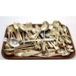 A part service of electroplated rattail pattern flatware by James Dixon and other assorted flatware