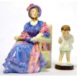 Doulton figure Marion HN1583 and a Worcester figure Tommy Marion - crazed. Tommy - very light