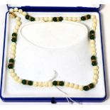 Pearl and jade necklace