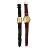 An gents plated wristwatch signed Ernest Borel watch and a rectangular 9ct gold gents wristwatch