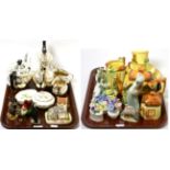 Assorted items to include a silver plated four piece tea service; Lladro figure; Nao groups;