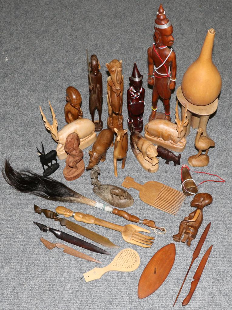 A quantity of assorted carved ornaments/carvings