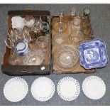 A group of miscellaneous including Dartington champagnes, blue and white Old Willow wares, silver
