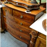 A George III mahogany four height, bow front chest of drawers