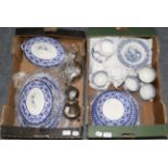 A part service of blue and white Maltese pattern dinner wares and a group of Wood & Sons Yuan