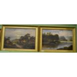 Henry Cooper, figures in a river landscape signed lower left together with another coastal