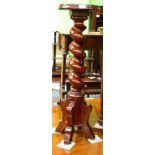 A barley twist mahogany jardiniere stand