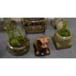 Two sandstone planters