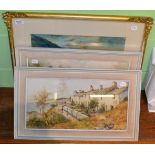 J Hughes Clayton (20th century), a pair of panoramic coastal watercolours, signed together with A
