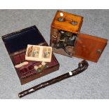 A mahogany cased microscope by J. Lucking, Birmingham, late 19th Century/early 20th Century;