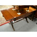 An inlaid mahogany drop leaf sofa table