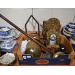 Three mantle clocks, a wall clock etc