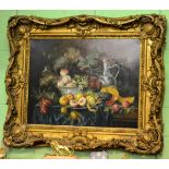 R Bennington (20th century), still life of fruit, oil on canvas, in a gilt rococo style frame