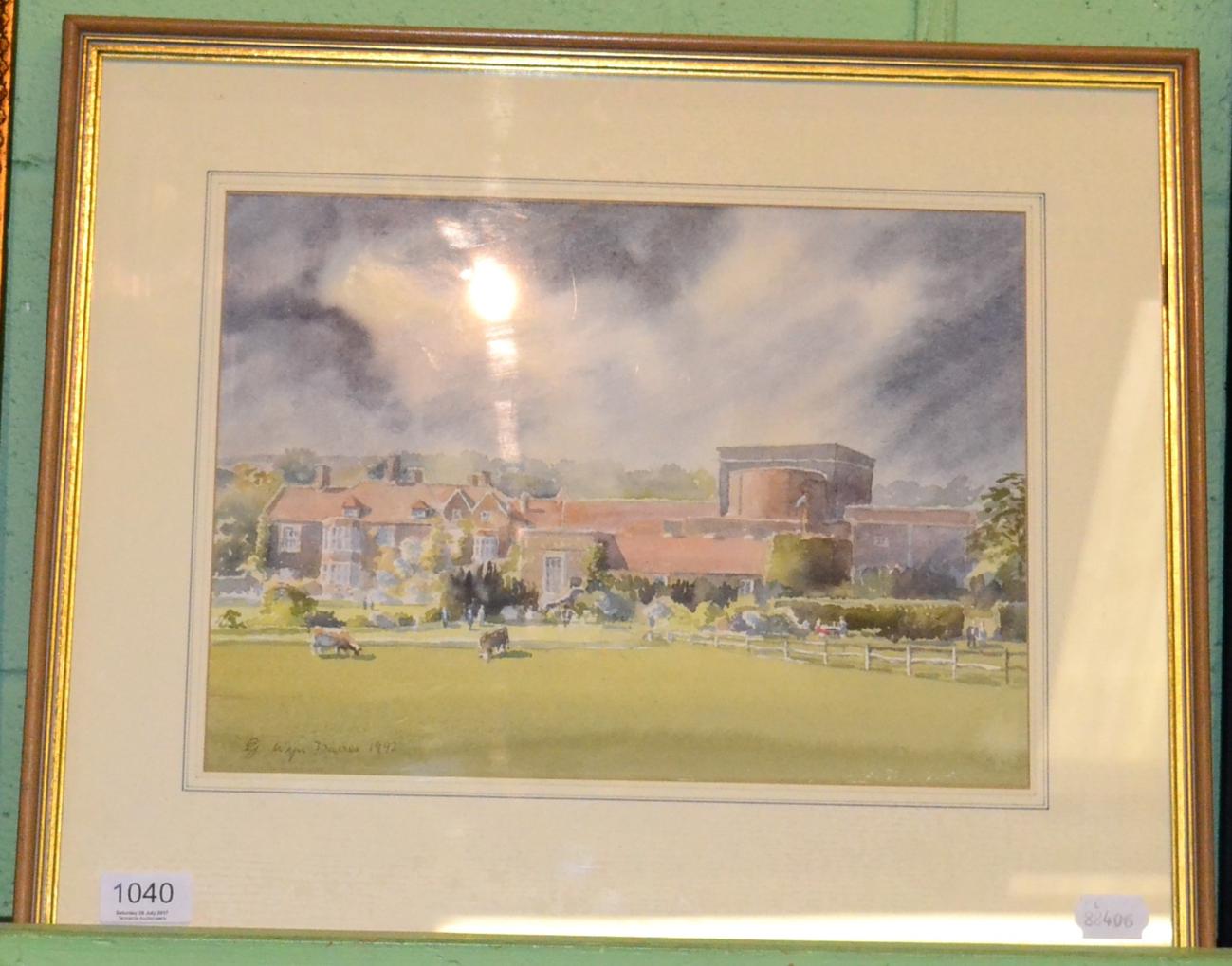 Davies (G. Wynn), 'Glyndebourne from the Fields', 1992, watercolour, 260mm x 350mm, mounted,