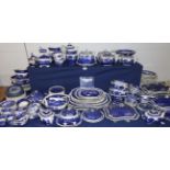 A large collection of blue and white wares