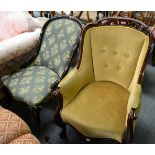 Two Victorian mahogany framed nursing chairs