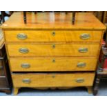 A George III satin birch four height chest of drawers