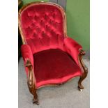A Victorian walnut framed chair