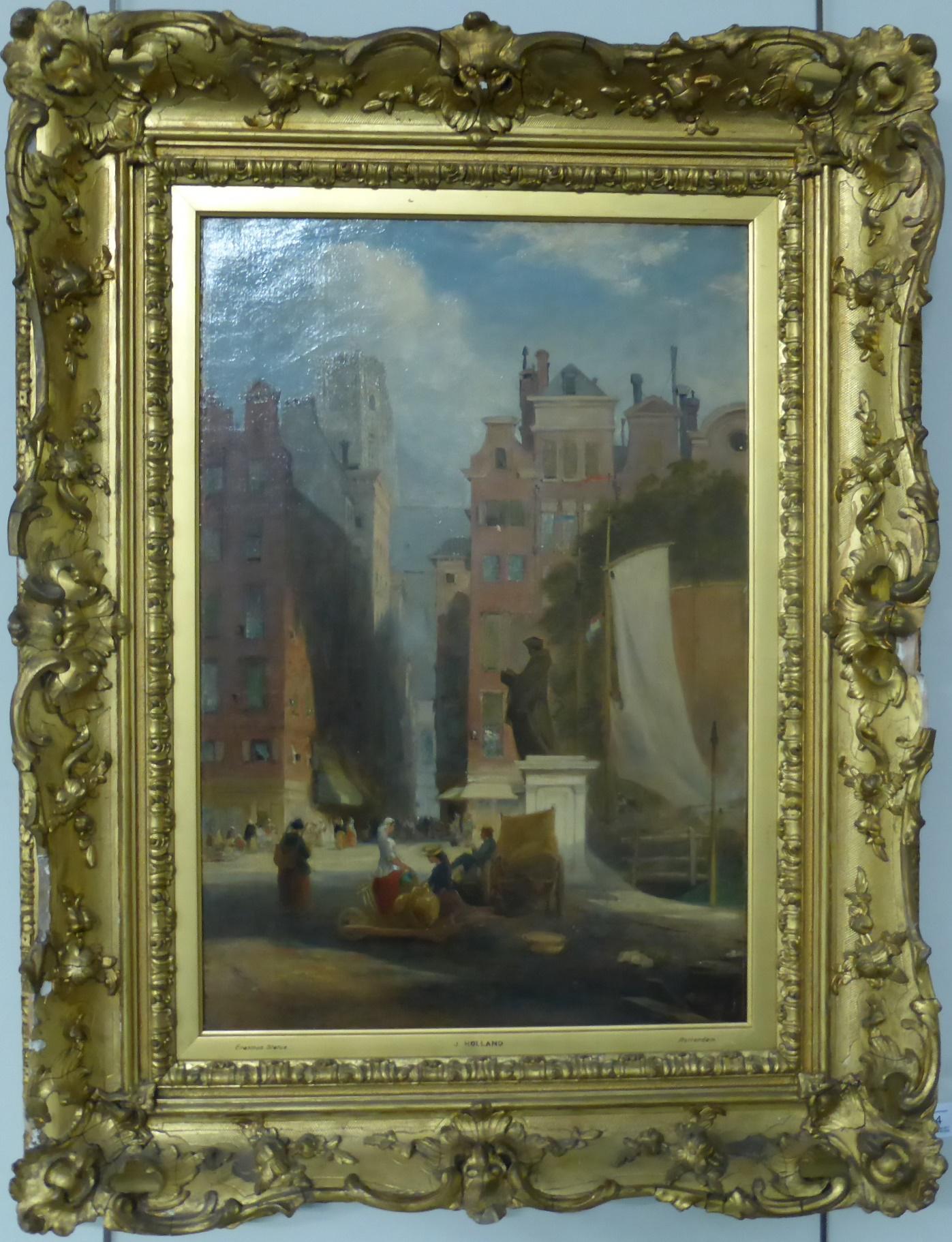 James Holland RWS (1799-1870) ''Statue of Erasmus, Rotterdam'' Signed, inscribed ''Painted for - Image 2 of 7