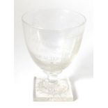 A Naval Interest Glass Rummer, circa 1804, engraved with men o'war and inscribed CAPTURE OF