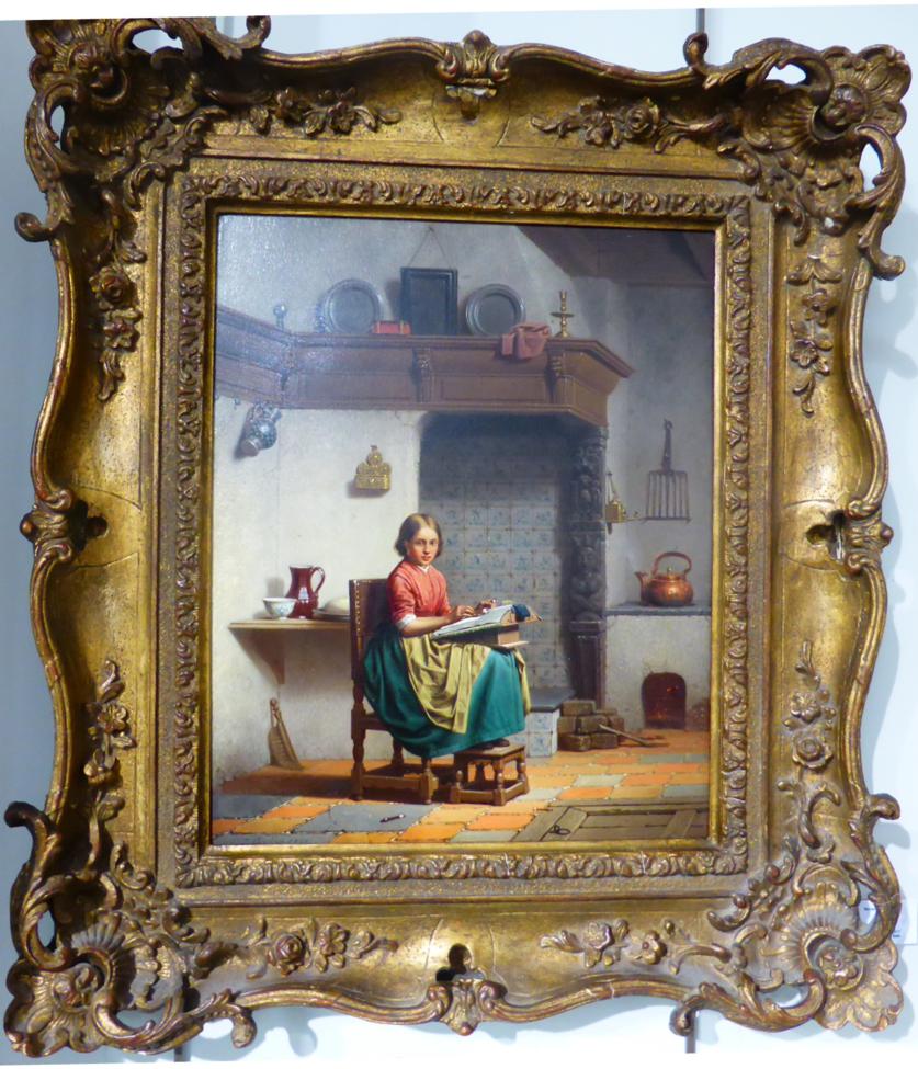 Charles Joseph Grips (1825-1920) Belgian Lace maker in an interior Signed and dated 1862, with - Image 2 of 7