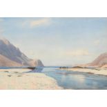 William Heaton Cooper (1903-1995) ''The River Liza and Ennerdale Water'' Signed, watercolour, 38cm