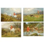 George Wright (1860-1942) Hare Coursing Fox Hunting Stag Hunting Otter Hunting Signed, oil on