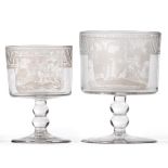 Two Davenport Patent Glass Rummers, en suite to the preceding lot, 15.5cm and 13.5cm high See