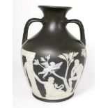 A Wedgwood Black Basalt Portland Vase, mid 19th century, of typical form, impressed WEDGWOOD, 26cm