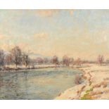 Herbert Royle (1870-1958) ''Winter in Wharfedale'' Signed, with original inscribed artist's label