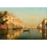 Marc Aldine (1875-1957) French Venetian canal with gondolier Signed, oil on canvas, 35cm by 52cm See