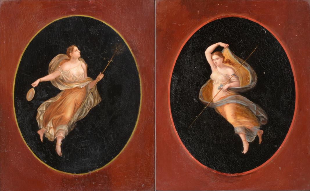 Attributed to Michelangelo Maestri (act. 1802-1812) Italian Allegorical Figure in a painted oval Oil