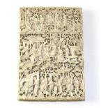 A Cantonese Ivory Card Case, mid 19th century, typically carved and pierced with figures amongst