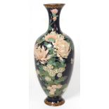 A Japanese Cloisonné Baluster Vase, Meiji period, with flared neck, decorated with insects amongst