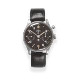 A Rare Military Stainless Steel Single Push Chronograph Wristwatch, signed Lemania, circa 1955,