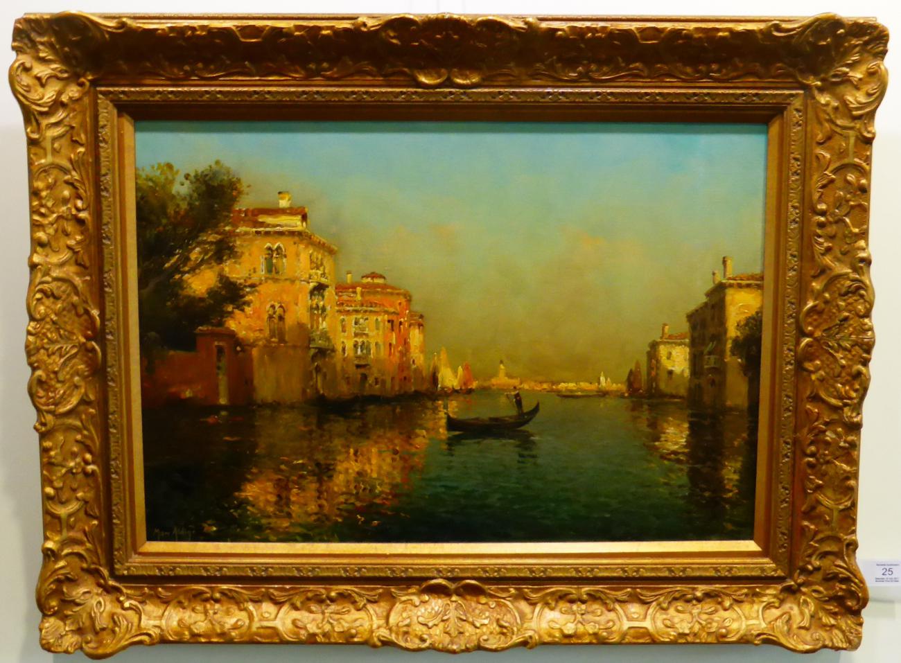 Marc Aldine (1875-1957) French Venetian canal with gondolier Signed, oil on canvas, 35cm by 52cm See - Image 3 of 3